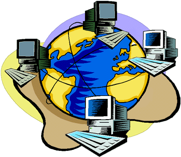 Image of globe with computer networks 
around it